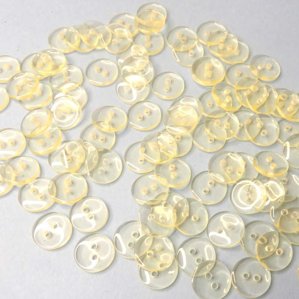 100 Ivory See Through Buttons With Two Hole Buttons 14mm Clearance