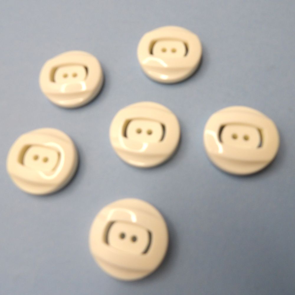 25 Thick Ivory 2 Hole Buttons With Cut Out Type Design Size 27mm Clearance
