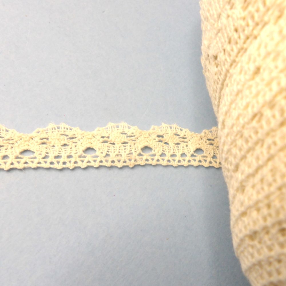 170 Metre Reel Of Light Cream Cotton Lace 20mm Wide Clearance
