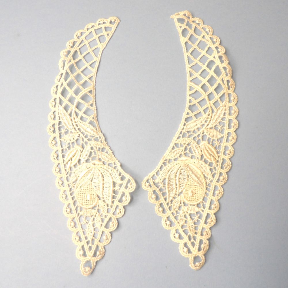 10 Pairs Of Cream Lace Collars Guipure Type 25cm x 8cm Each Side Clearance
