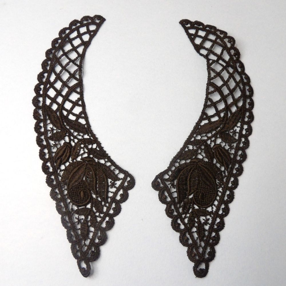 10 Pairs Of Black Lace Collars Guipure Type 25cm x 8cm Each Side Clearance