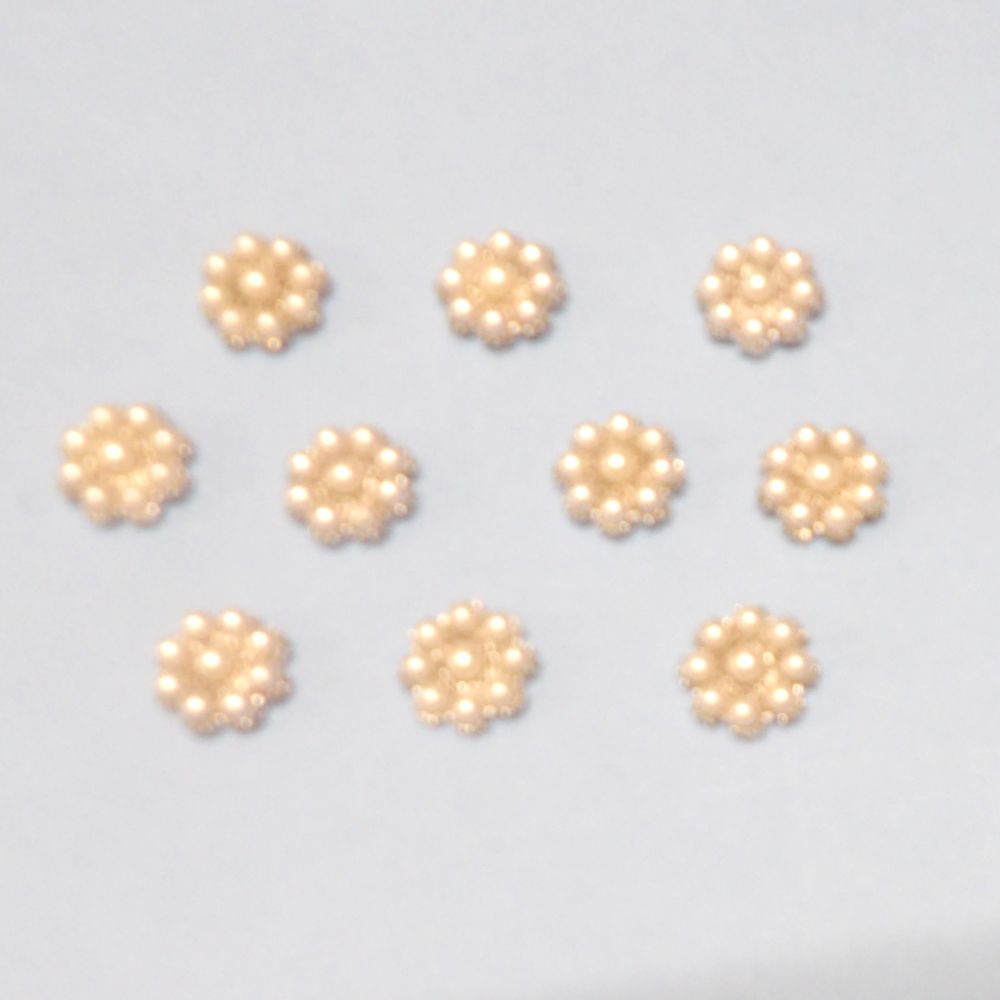 10 Round Beaded Silver Colour Metal Flat Back Trims Size 12mm Clearance