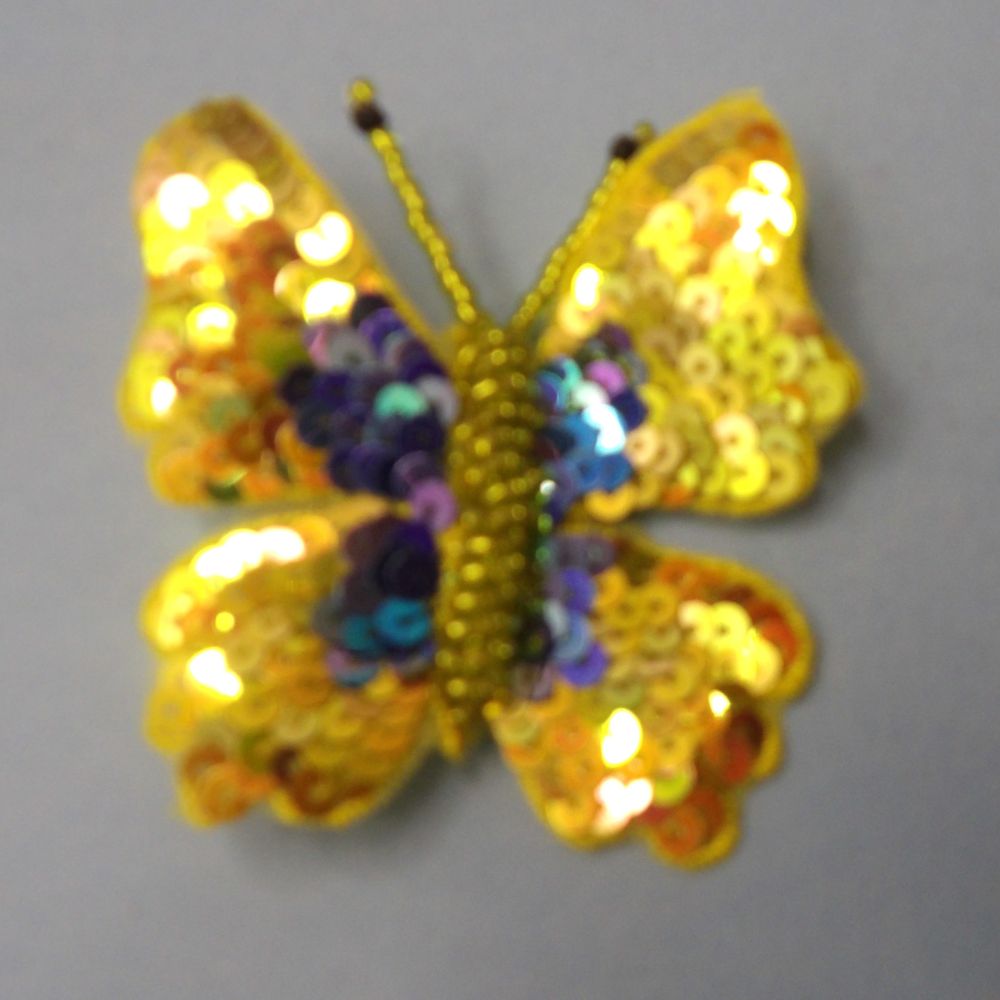 10 Gold Multi And Turquoise Sequin And Bead Brooch Butterfly's Size 6cm x 6cm Clearance
