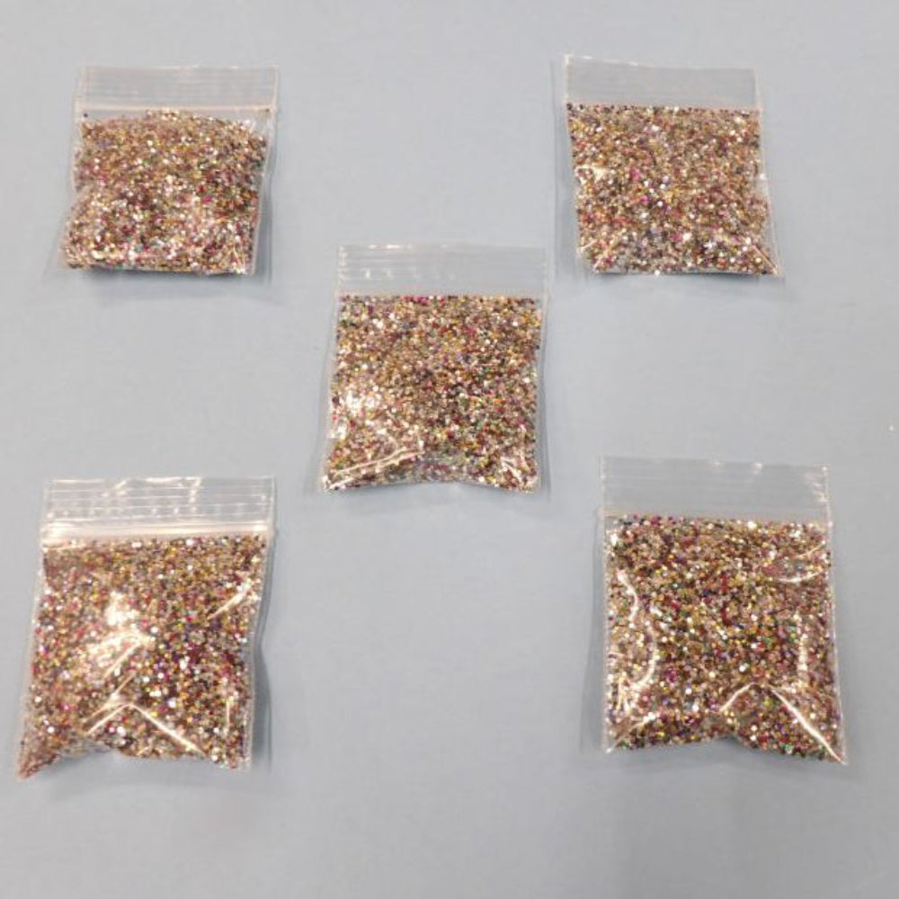 5 Bags Light Multi Colour Of Glitter Approximate 10 Grams In Each Bag