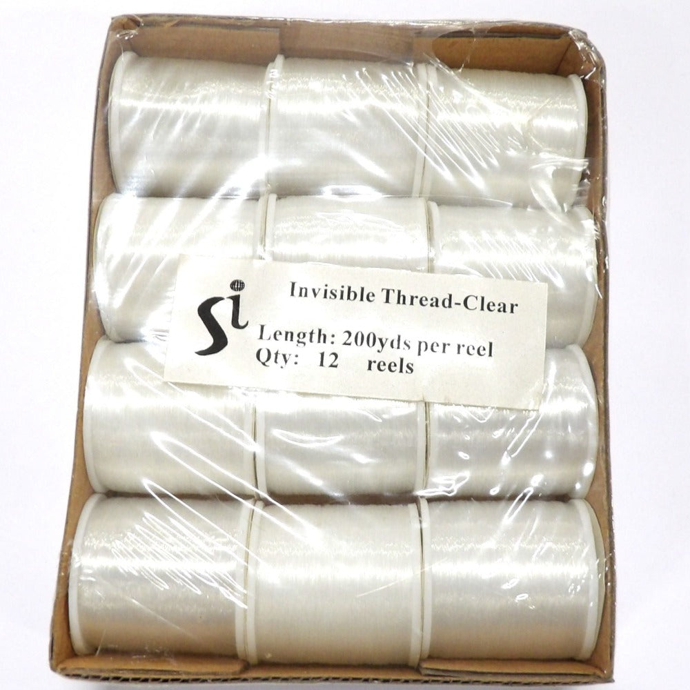 12 Reels Of Invisible Sewing Thread Natural Colour Each Reel Has 184 Metres / 200 Yards