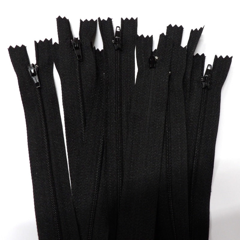 10 Long Closed End Zips BLACK Size 61cm / 24 inch