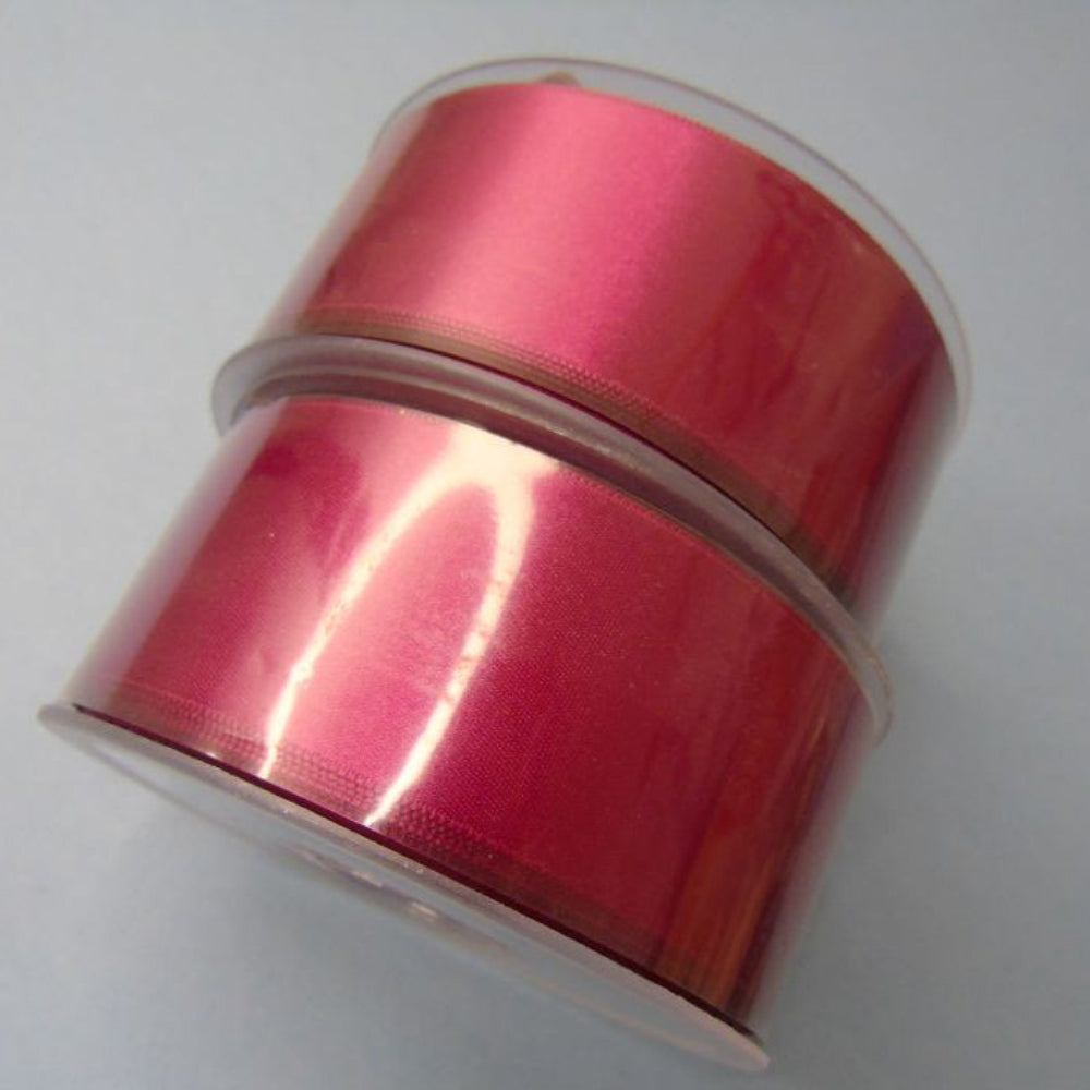 Only One lot Of 2 x Ruby 25 metre Reels Of 38mm Double Satin Ribbon