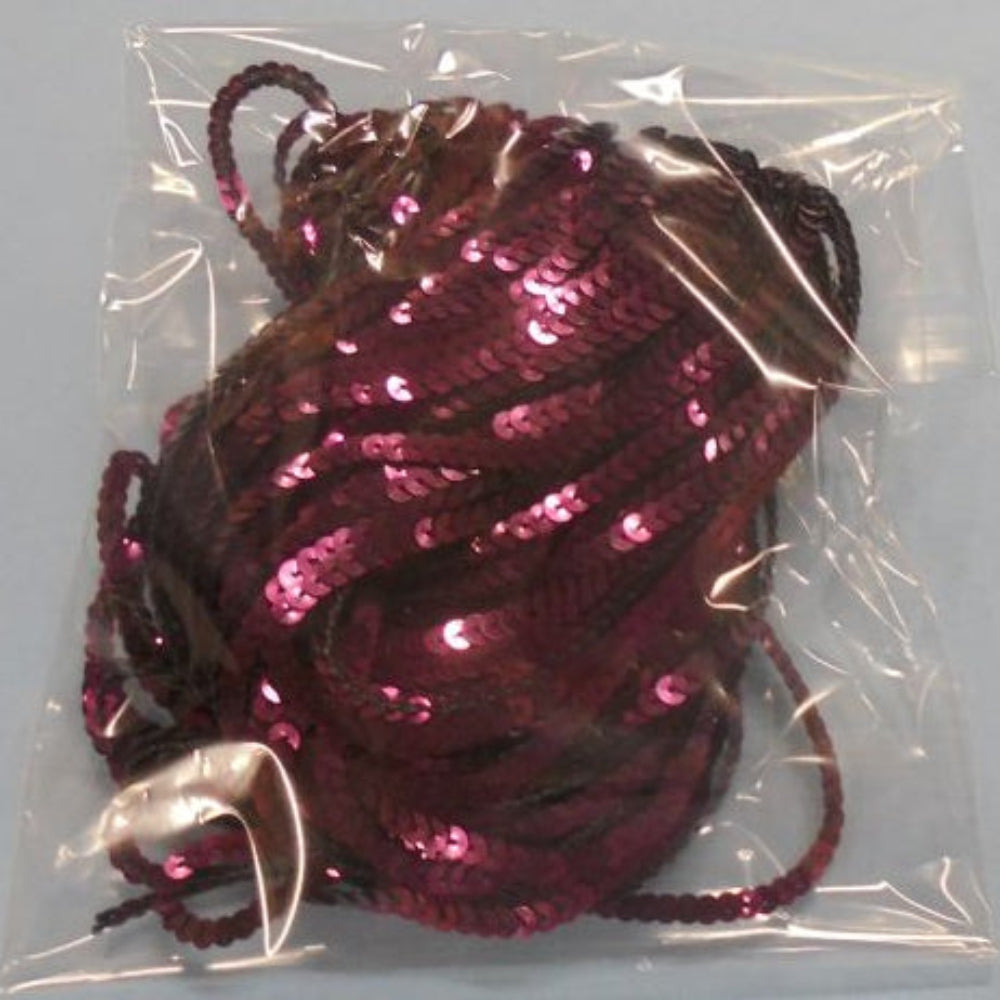 20 Metre Mini Strung Sequins Wine Colour 3mm Wide Loose In A Bag Clearance