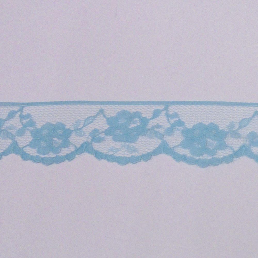 20 Metres Of Floral Design Light Turquoise Lace 28mm Wide Loose In A Bag Clearance