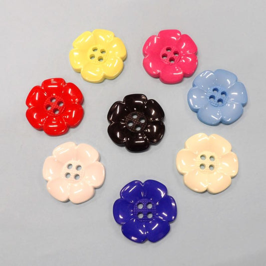 10 Big daisy / flower shape buttons size 65mm 100 line choice of colour