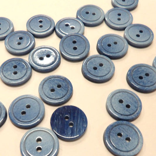 100 blue colour 2 hole buttons size 15mm clearance