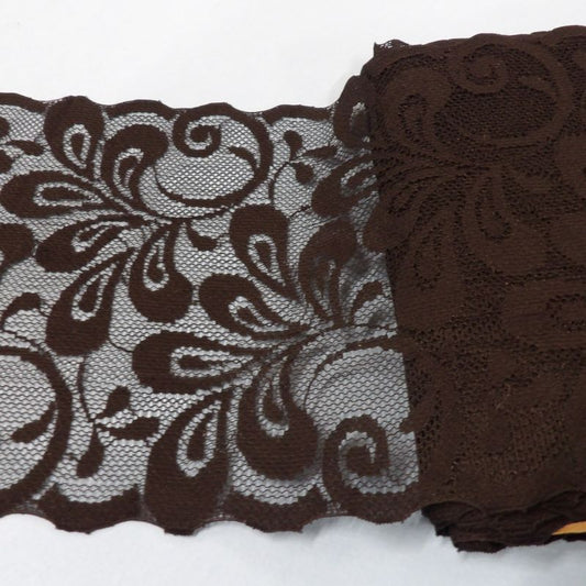 ! Only one lot of 10 metres of wide black lace with leaf design 14cm wide clearance