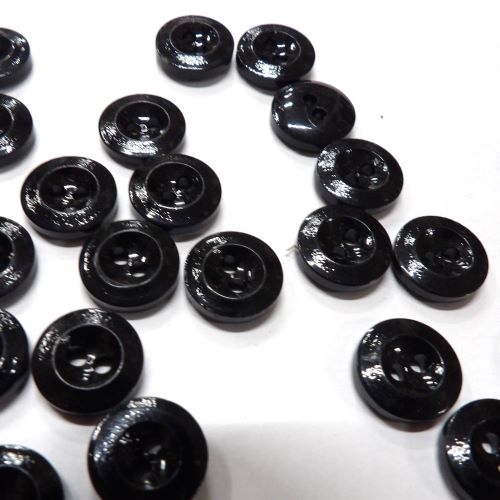 100 shiny black 2 hole buttons size 13mm clearance