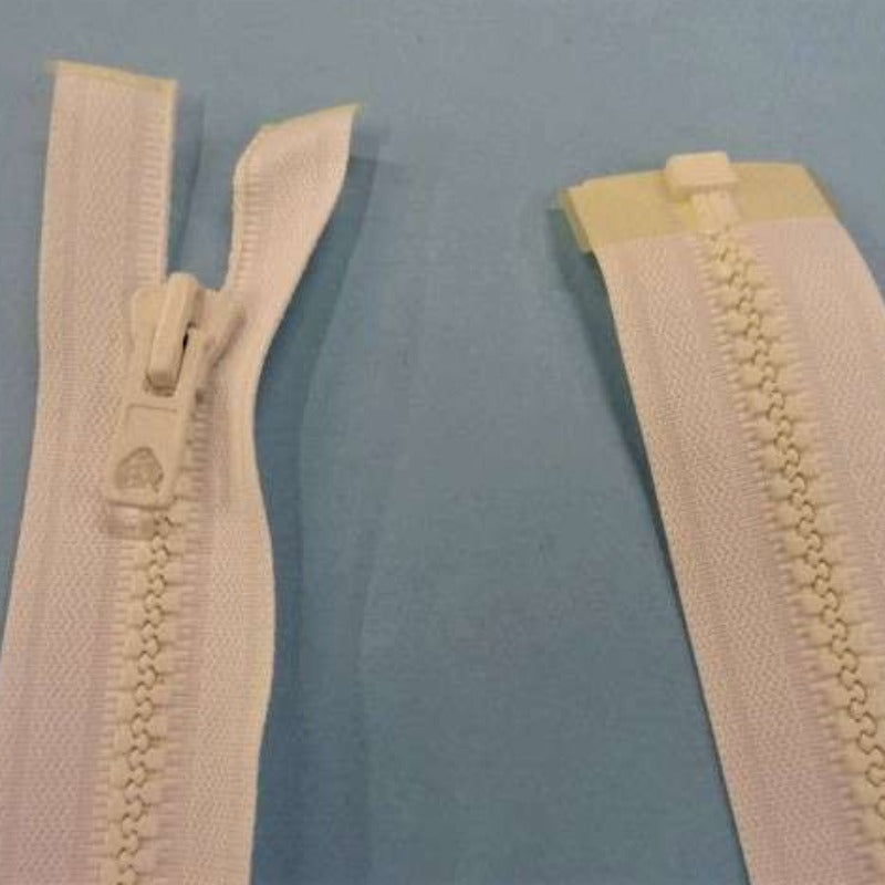 10 light ivory plastic chunky open end zips 68cm / 27 inch clearance