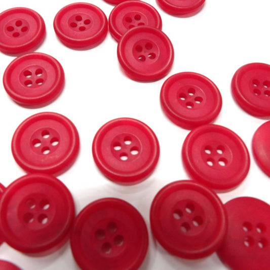 100 red 4 hole buttons size 19mm clearance