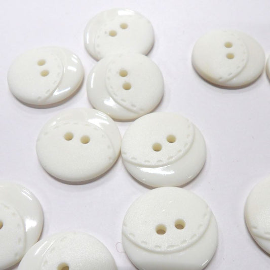 50 white 2 hole buttons crescent design size 22mm clearance