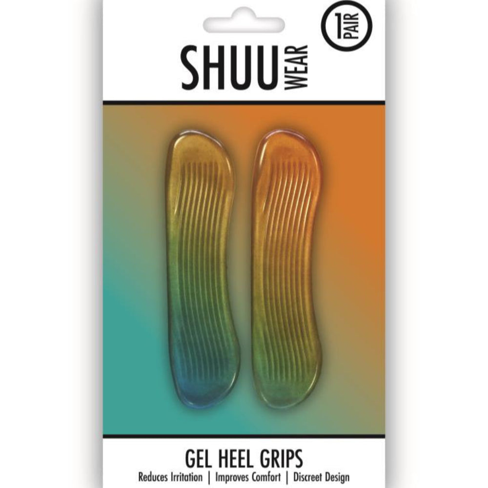 Card of one pair of Clear Gel Heel Grips Shuu Brand
