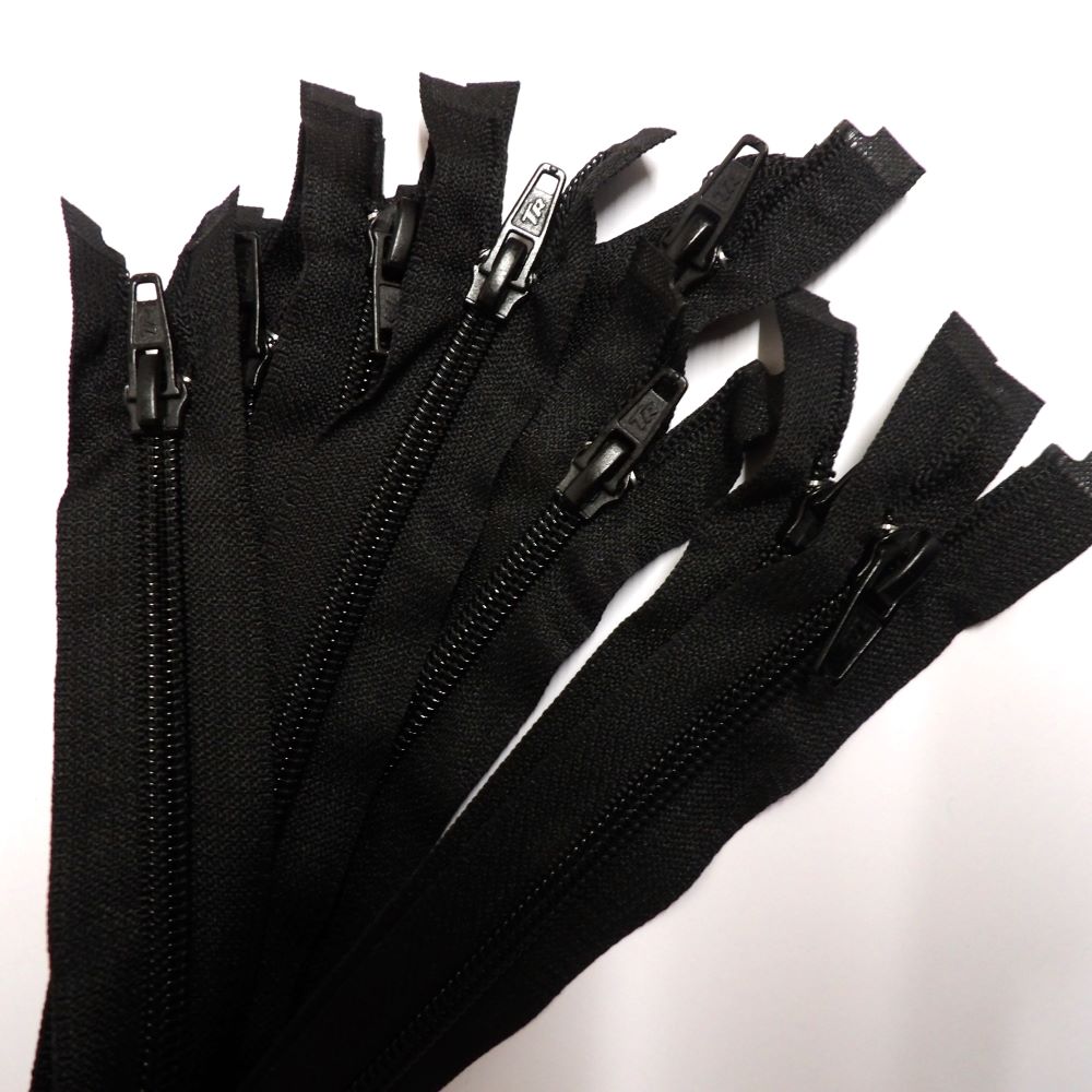 10 extra long Nylon teeth BLACK open end zips NEW