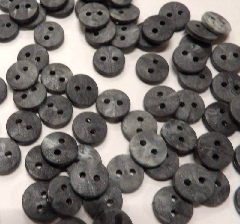 100 dark grey mottled 2 hole buttons size 11mm clearance