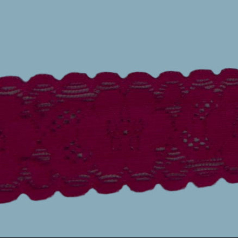 10 Metres Of Deep Cerise Stretch Floral Lace 30mm Wide Loose In A Bag