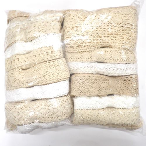50 bundles of assorted colours and widths Cotton Type lace