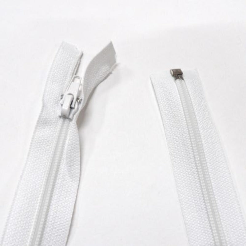 10 nylon open end zips White 38cm / 15 inch clearance