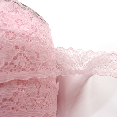 10 metres of floral design pink lace 32mm wide loose in a bag