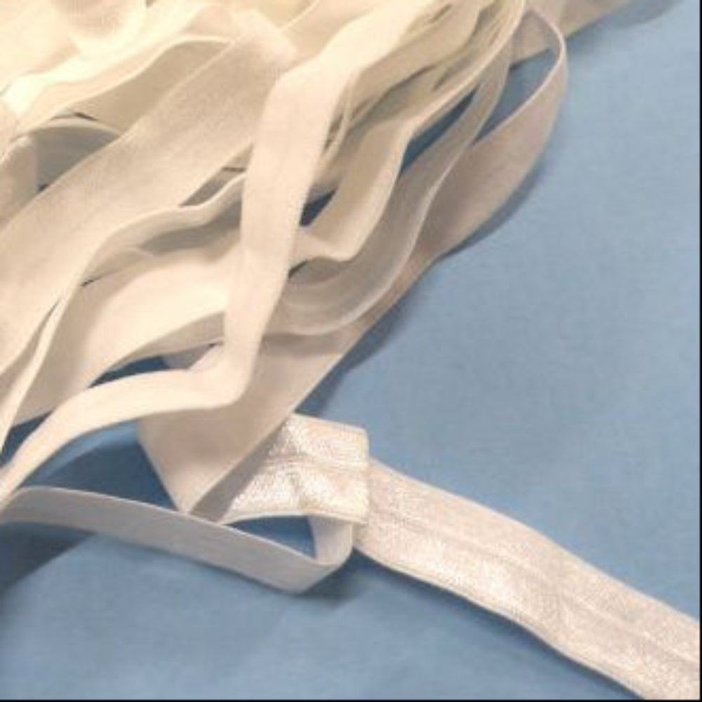 20 Metres Of White Woven Folding Elastic 15mm Satin On One Side loose in a bag clearance