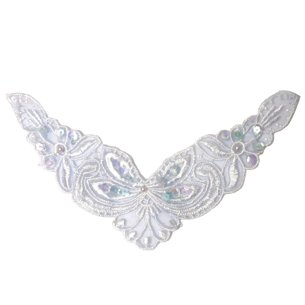 Light blue lace motif with sequins and beads size 22cm x 5cm clearance
