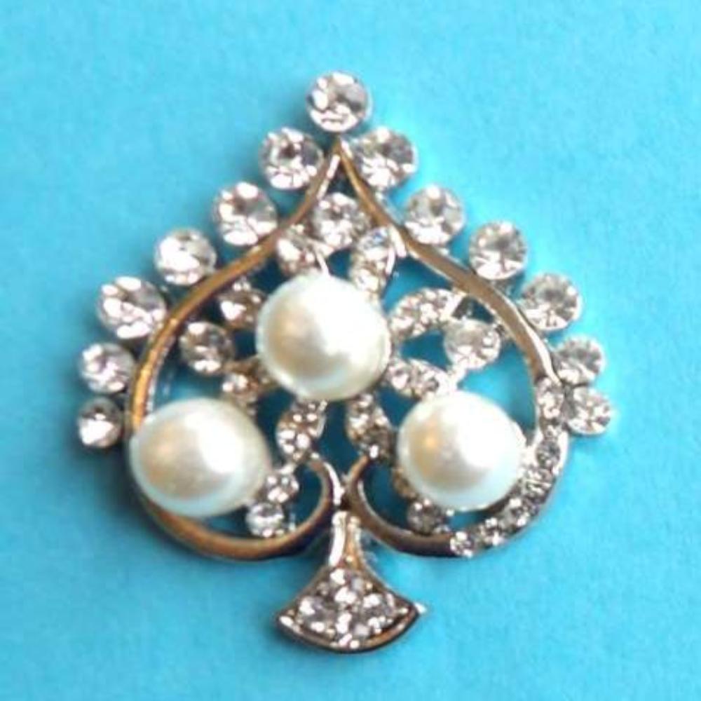 Club Shape 3 Pearl and sparkly diamante trim flat back size 45mm x 50mm clearance