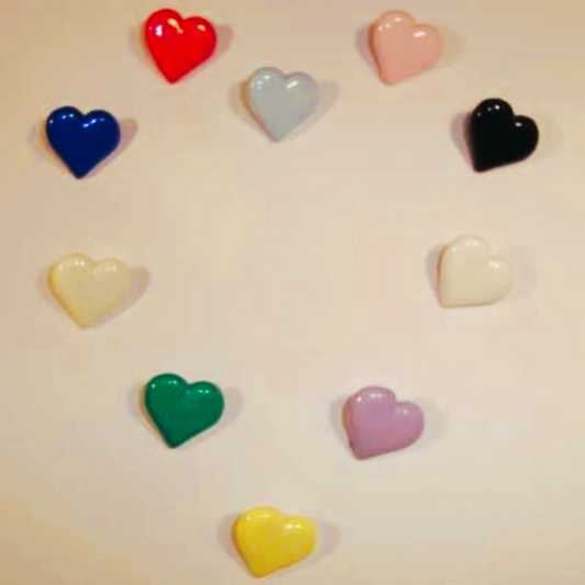 100 heart shape shank buttons Size 14mm choice of colour