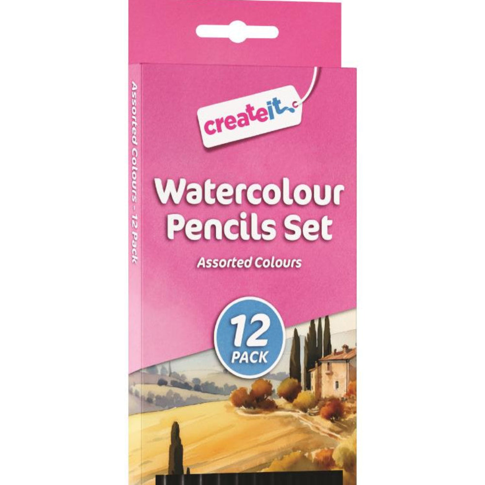 12 Watercolour Pencils Assorted Colours Create It Brand