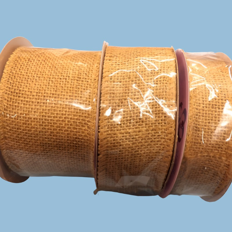 10 metres of hessian wired edge ribbon choice of width