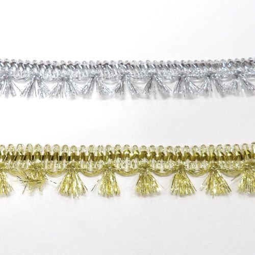 10 metres of fringed metallic braid 22mm wide