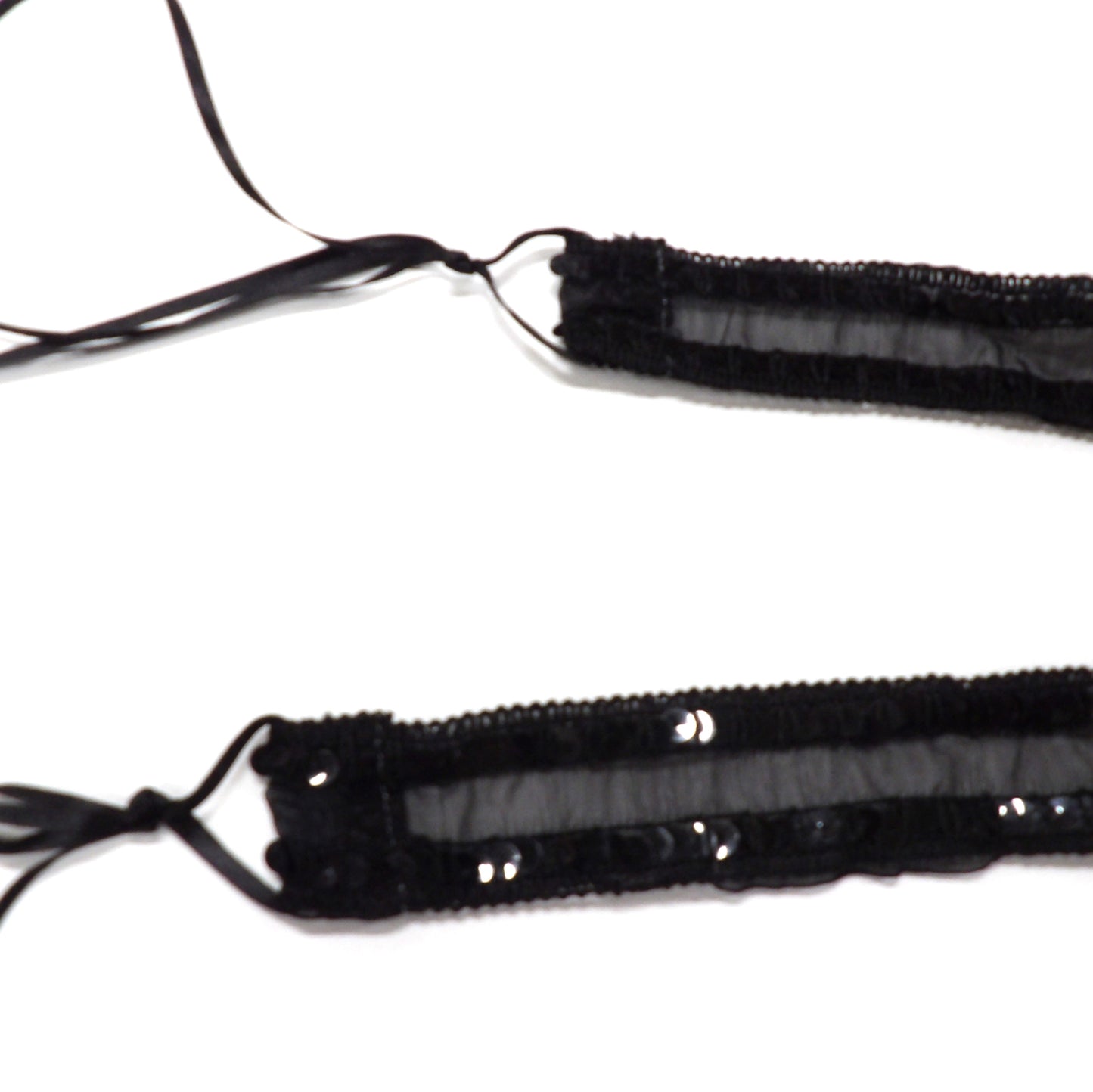 Black Chiffon Sequin Belt 77cm Long 40mm Wide The Total Length With Ribbon Tie 170cm Clearance