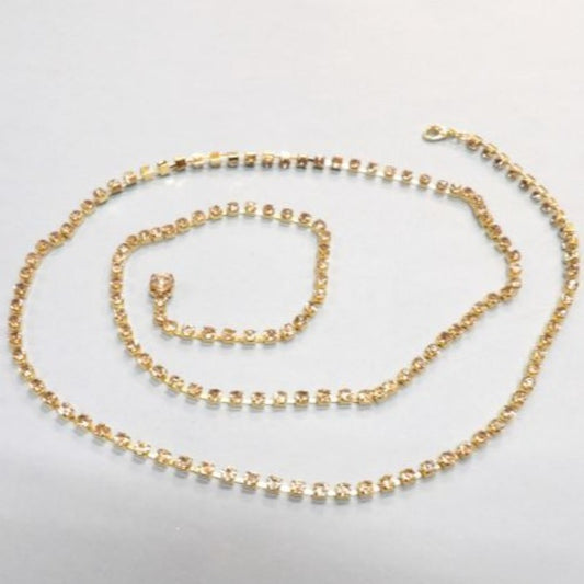 Belt Type diamante trims set in gold coloured metal 104cm with 4mm wide with clasp at one end clearance