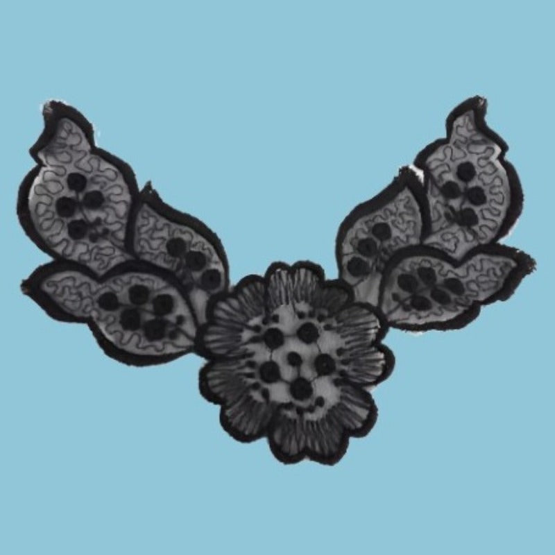 20 Black Lace Flower Sew On Motifs Size 11cm x 5cm Clearance