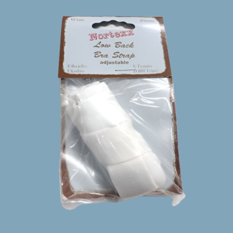 One Card of White Low Back Bra Strap Adjustable