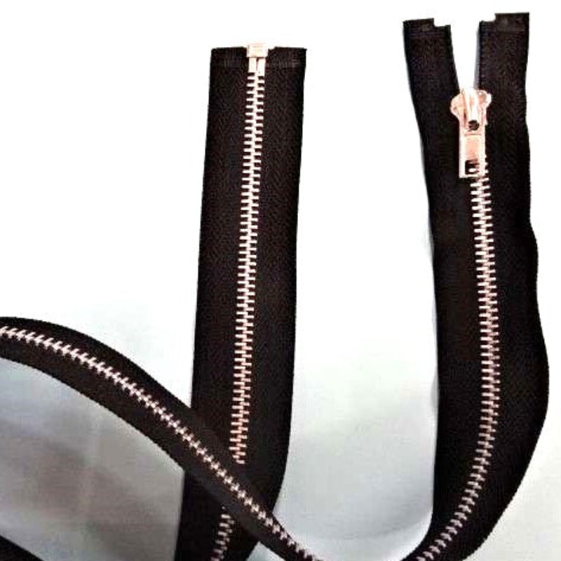 1 Black metal open end zips SILVER COLOUR / ALUMINIUM teeth