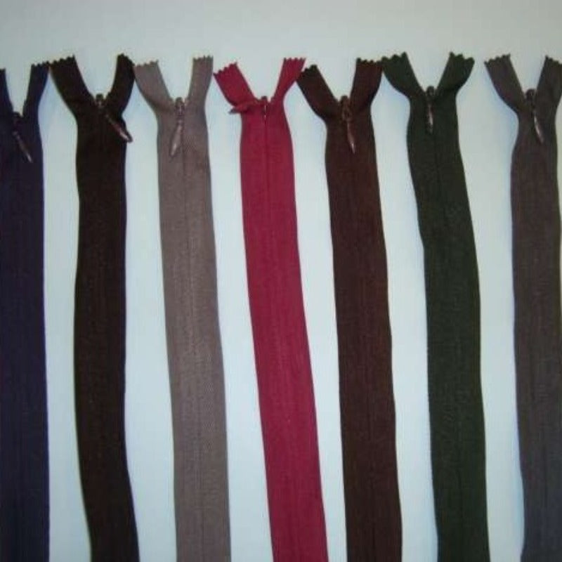 10 Invisible Concealed zips 20cm / 8 inch choice of colour