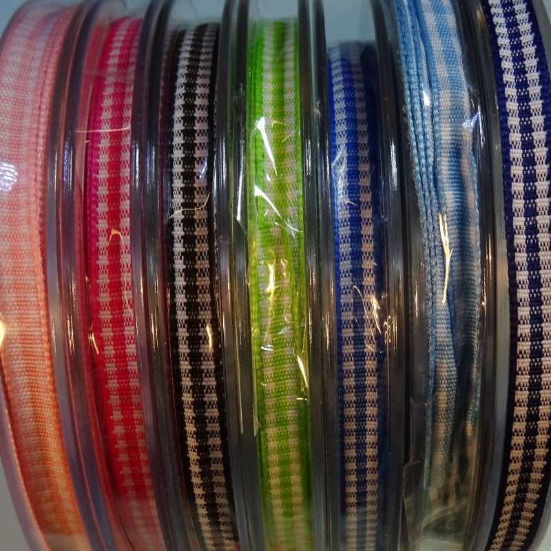 20 metre reel gingham ribbon 6mm SR-1403/6 Design
