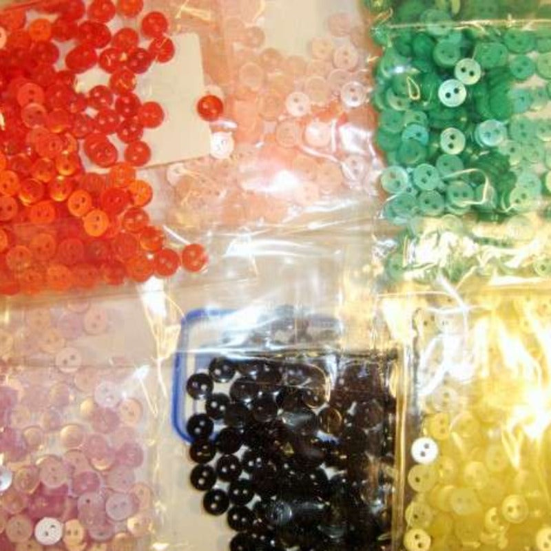 200 very small dolly buttons 10 line size 6mm choice of colour