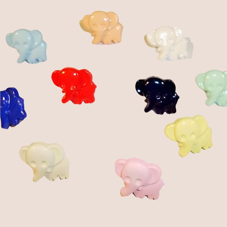 100 elephant shape buttons Size 11mm X 13mm choice of colour