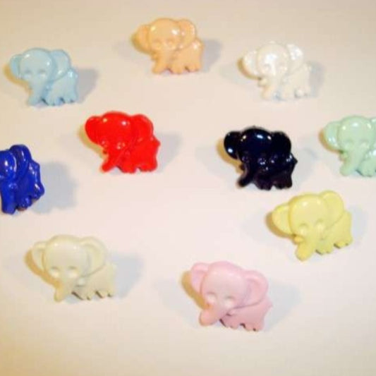 100 elephant shape buttons Size 11mm X  13mm choice of colour