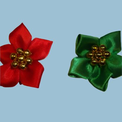 20 ribbon spike type flowers with 7 gold beads 35mm choice of colour