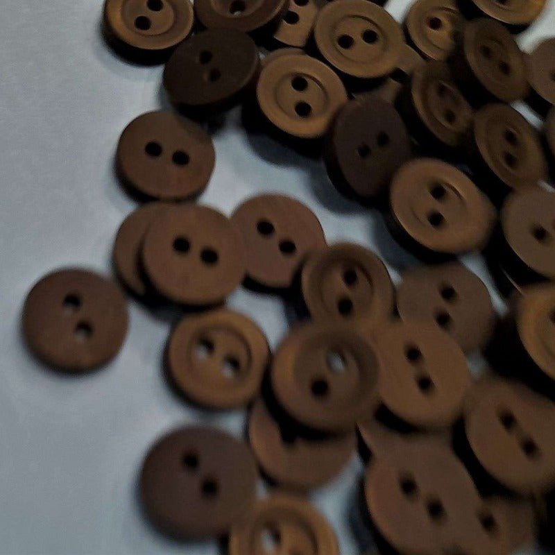 100 matt black buttons with 2 holes size 10mm clearance