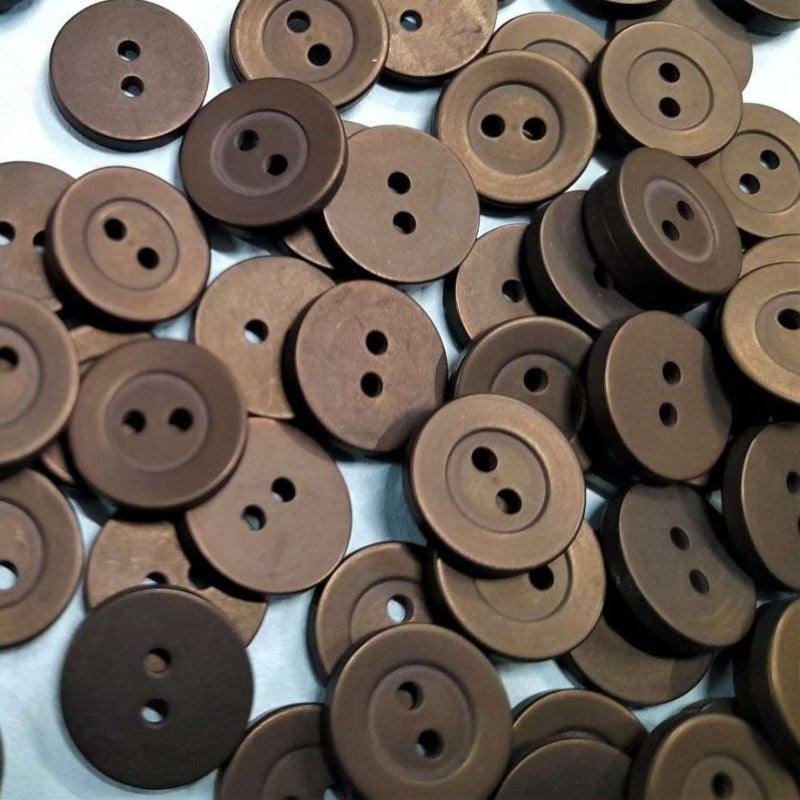 100 matt black buttons with 2 holes size 14mm clearance
