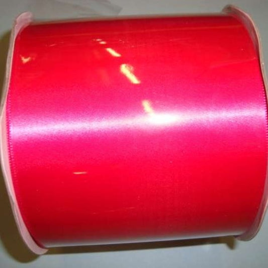 50 metre reel of very wide quality single satin ribbon Fuchsia 100mm / 4inch wide