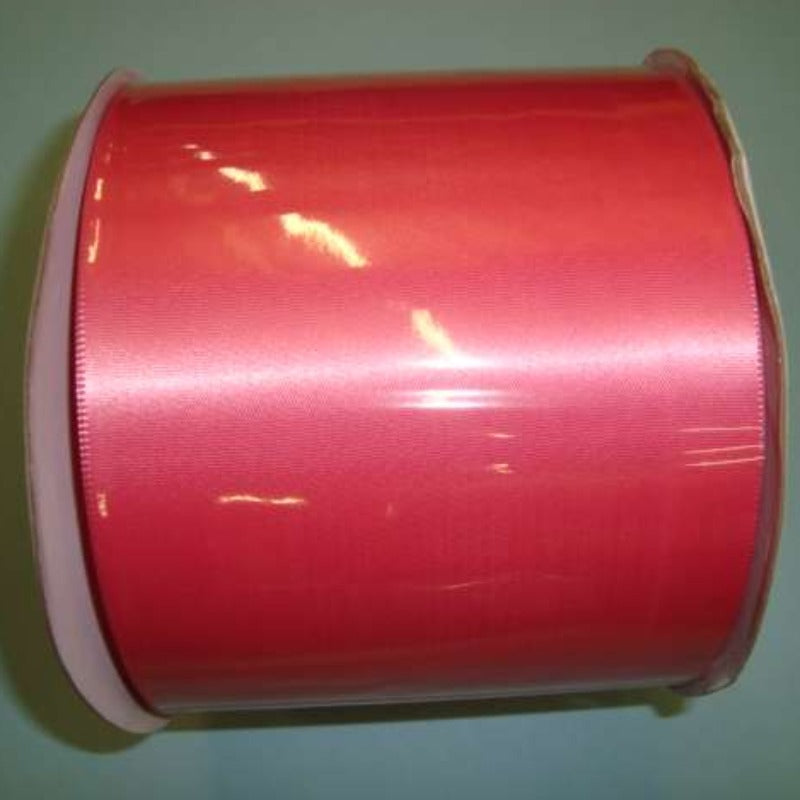 50 metre reel of very wide quality single satin ribbon colour 31 Bright Pink 100mm / 4inch wide