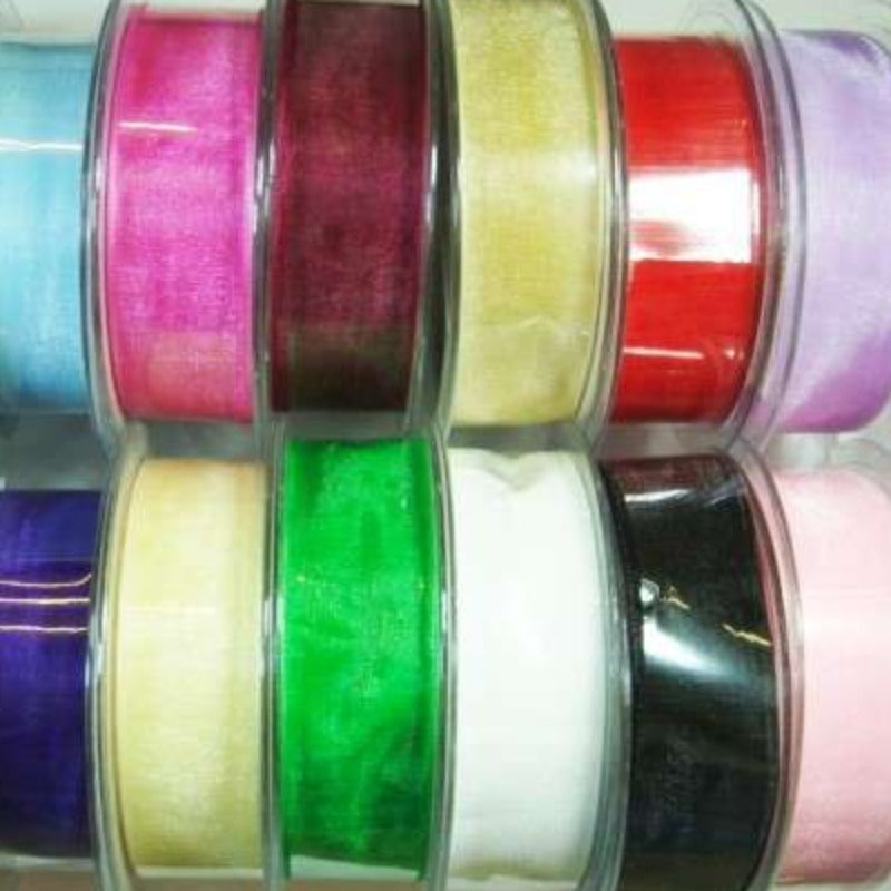25 metres of 25mm chiffon ribbon choice of colour